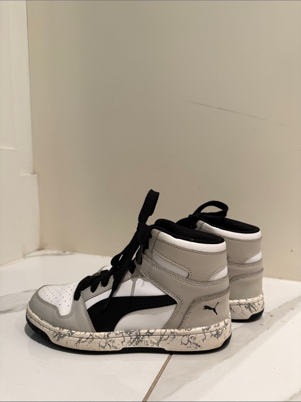 Black + Grey Puma Rebound V6 Kids
